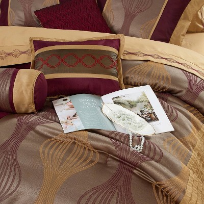Nanshing 15pc Queen Kath Room in a Bag Bedding Set Wine Red — фото 5