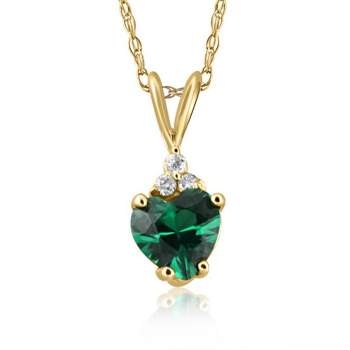 Pompeii3 Emerald & Diamond Heart Pendant Necklace in 14k White or Yellow Gold