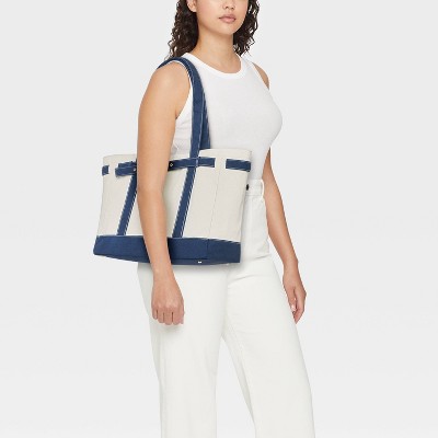Universal Thread Canvas Large Belted Tote Bag - Universal Thread™ Blue — фото 2