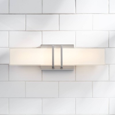 Exeter 19" Brushed Nickel LED Bathroom Wall Light with Silk-Screen Glass
