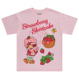 Ladies Strawberry Shortcake Fashion Shirt - Ladies Classic Strawberry Shortcake Clothing - Strawberry Shortcake Blueberry Muffin Tee (Pink, X-Large) - 1 of 4