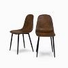 Homy Casa Set of 4 Suede Brown Dining Chairs with Black Metal Legs for Kitchen or Dining Room - 2 of 4
