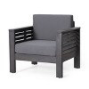 Sapphtopaz Outdoor Dining Chairs Contemporary Wood Patio Chairs with Arms, Upholstered Seat for Patio, Yard, Balcony - 3 of 4