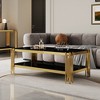 Top and Bottom Double Layer Tempered Glass Coffee Table and Mirror Finished Stainless Steel Frame - 2 of 4