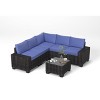 Jojoka 6 Pieces Outdoor patio Sectional Furniture PE Rattan Sofa Set, All Weather Wicker Modular Patio Conversation Couch Sets with Coffee Table - 3 of 4