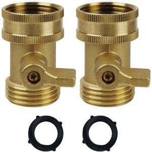 VisioGear Hardware Fastener Sets, 2PCS Water Hose Shut Off Valve, Solid Brass Garden Hose Connector, Gold, 1.18"*1.18"*1.77" - 1 of 4