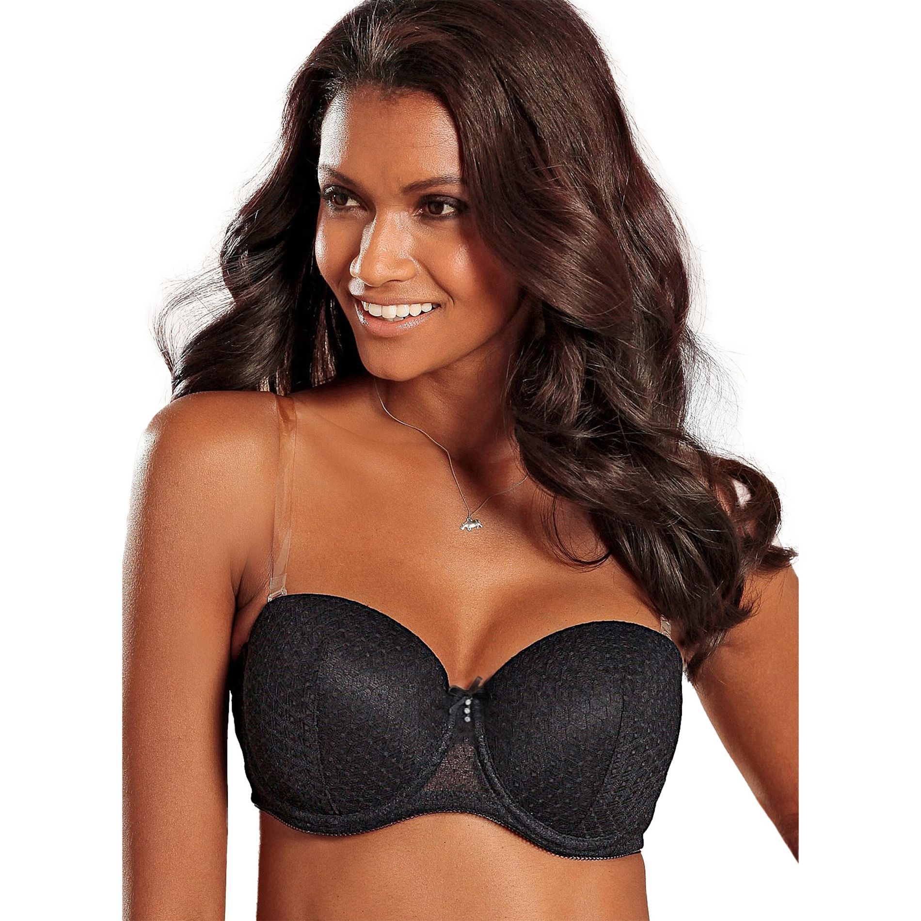 Women's Multiway Strapless T-Shirt Bra - LASCANA - Black Lace 36DDD