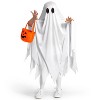 Joyfy Halloween Ghost Costume for Kids White Ghost with Pumpkin Bag for Kids' Halloween Dress Up Party for Girls' Boys' Cosplay - 3 of 4