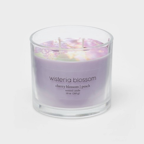 Glass Jar 2-wick Wisteria Blossom Candle Lilac Purple - Room Essentials