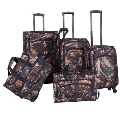 American Flyer Camo Green 5-Piece Spinner Luggage Set