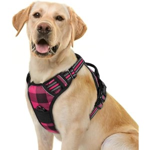 rabbitgoo Dog Harness No-Pull, Comfortable Padded Plaid Control, Adjustable Reflective Pet Vest with 2 Leash Clips for Large Dogs, Pink Plaid, L - 1 of 1