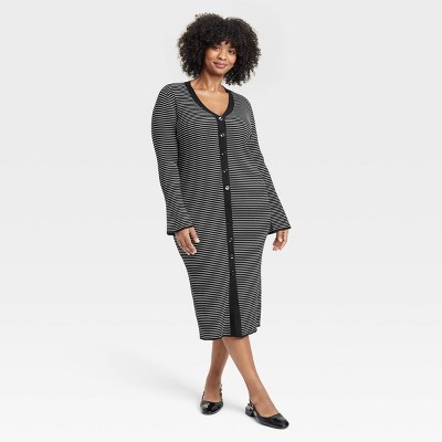 Women's Bell Long Sleeve Midi Sweater Dress - A New Day™