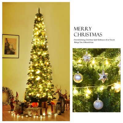 Slim Green PVC 9' Artificial Christmas Tree with Metal Stand