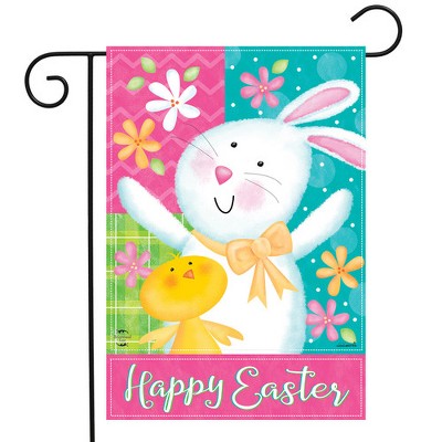 Easter Bunny and Chick Multicolor Polyester Garden Flag