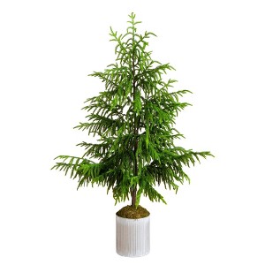 Nearly Natural 5' Artificial Real Touch Norfolk Island Pine in Metal Tin Planter with Natural Look - 1 of 4