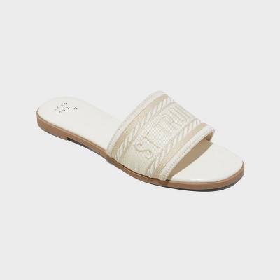 Women's Nat Slide Sandals - A New Day™ Cream 6 : Target