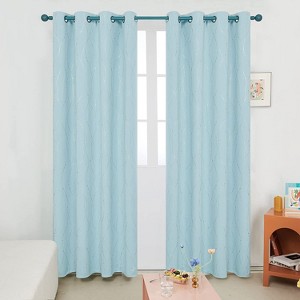 Deconovo Gold Wave Line and Dots Curtain Panel Pair(2 Panel) - 1 of 4
