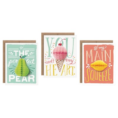 3ct Fruit Pop-up Greeting Cards