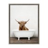 Kate and Laurel Sylvie Highland Cow in Tub Color Framed Canvas by Amy Peterson Art Studio, 18x24, Gray - 2 of 4