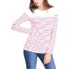 INSPIRE CHIC Women's Color Block Round Neck Long Sleeves Striped Basic T-Shirt - 2 of 4