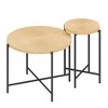 FONTOI End Table 2 Piece Coffee Table Technical Wood Finish Cylindrical Rustic Accent Furniture for Living Room, Oak Natural Wood, 31.4"*31.4"*18.9" - 3 of 4