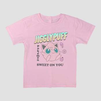 Girls' Pokemon Jigglypuff Adaptive Short Sleeve Graphic T-Shirt - Pink