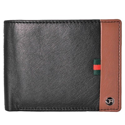 Jack Abrahams - Jack Abrahams Goat Nappa Leather Bi-Fold Wallet with ID Case Black/Cognac
