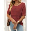 Coolmee Womens Summer Tops Casual Crewneck Half Sleeve Crochet Hollow Out Knit Pullover Sweater Shirts - 4 of 4