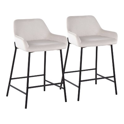 Set of 2 Daniella Metal/Velvet Counter Height Barstools - LumiSource