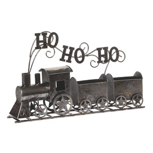 Transpac Metal 17 in. Gray Christmas Metallic Train On Track Decor - 1 of 4