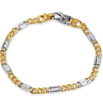 Pompeii3 Men's Figaro Link 14k Gold (13gram) or Platinum (21gram) 5mm Bracelet 8"