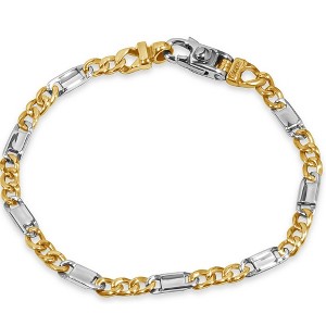 Pompeii3 Men's Figaro Link 14k Gold (13gram) or Platinum (21gram) 5mm Bracelet 8" - 1 of 4