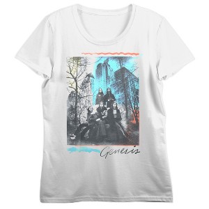 Genesis Black and White Band Photo Women's White Short Sleeve Tee - 1 of 3