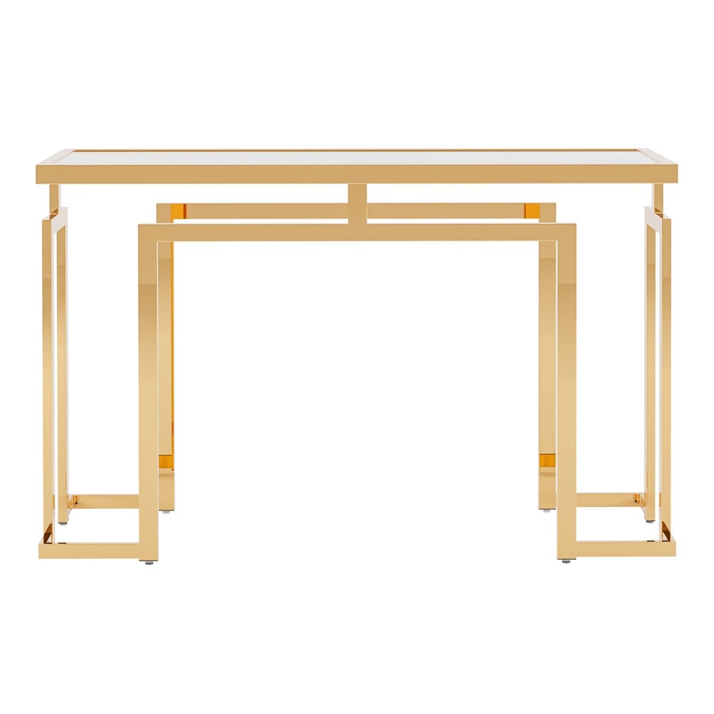 Photos - Coffee Table Howth Glass Top Sofa Table Gold - miBasics: Steel Frame, Entryway, Narrow, Luxury & Glam Style