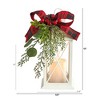 Nearly Natural 12-in Holiday White Lantern With Berries, Pine and Plaid Bow Artificial Christmas Table Arrangement with LED Candle Included - 2 of 4