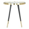 HomeRoots 20" Gold and Black Mirrored Glass and Iron Round End Table - 4 of 4