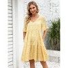 Maternity Dress Womens Casual Babydoll Dress Ruffle Short Sleeve V Neck Floral Printed Flowy Mini Short Tunic Dress - 2 of 4