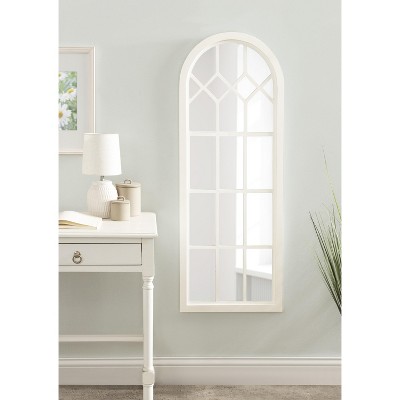 Gilcrest Arch White Wood Windowpane Mirror, 18x47