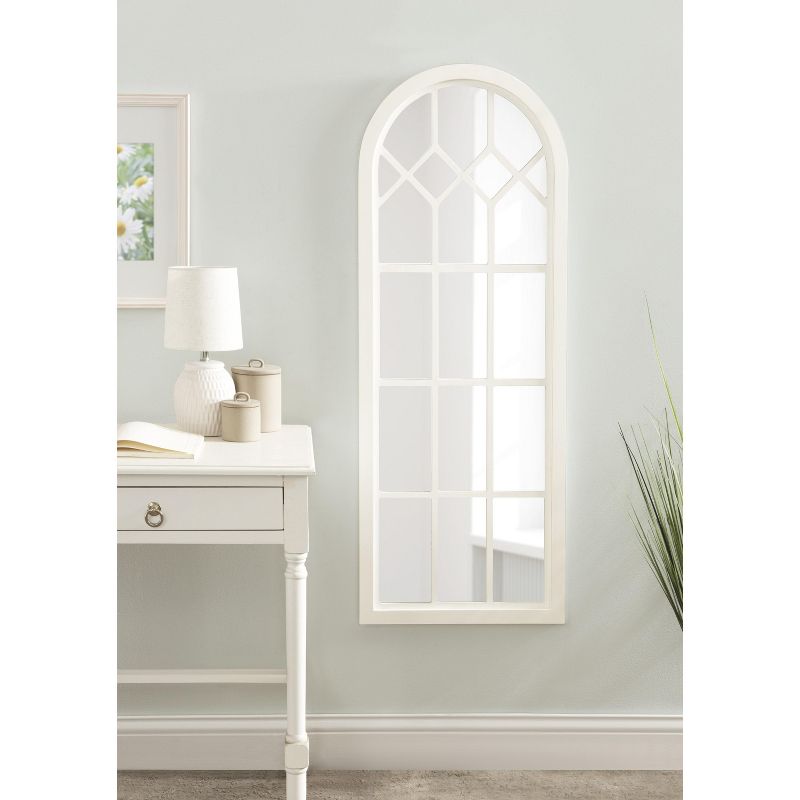 Kate and Laurel Gilcrest Arch Wood Windowpane Mirror, 18x47, White, 5 of 8