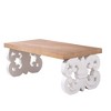 Sapphtopaz Modern Ornate Coffee Table with Carved Design Scroll Base Wood Accent Table with Natural Top Rectangle Coffee Tables for Living Room - 3 of 4