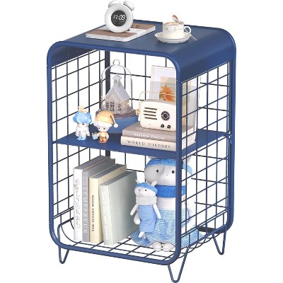 Cute Kids Pink Nightstand,Metal Side Table,3 Tier End Table with Storage,Vintage Bedside Table