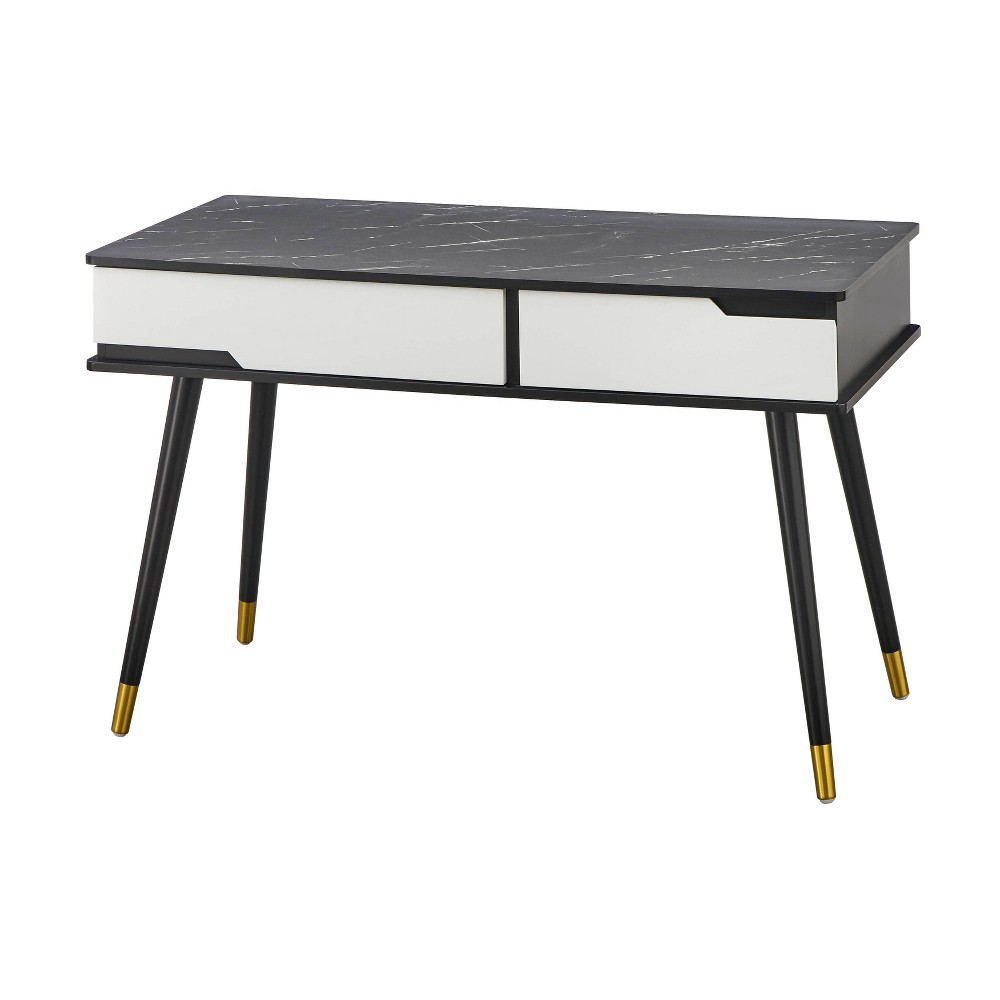 Photos - Office Desk Silas 2 Drawer Mid-Century Modern Desk Gray - Lifestorey