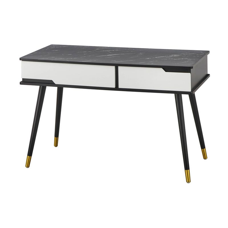 Silas 2 Drawer Mid-Century Modern Desk Gray - Lifestorey, 1 of 5