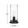 360 Lighting Libby Rustic Farmhouse Accent Table Lamp 12" High Bronze Metal LED Seedy Glass Cylinder Shade for Bedroom Bedside Nightstand Office House - 4 of 4