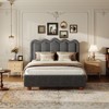 Bed Frame with Headboard, Boucle Bed Frame, Soft Upholstered Platform Cloud Bedframe - 2 of 4