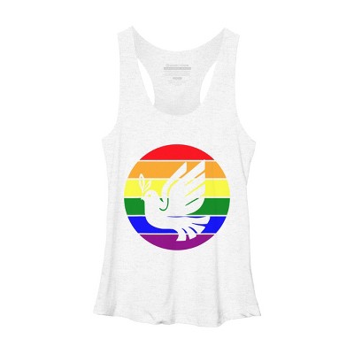Design By CreativeHT Humans Dove Olive Branch Rainbow Pride By CreativeHT Racerback Tank Top
