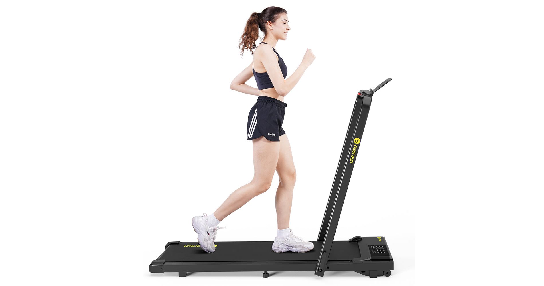 DeerRun 3 in 1 Walking Pad Treadmill, 300 Weight Capacity Foldable Treadmill, 3.0HP Low Noise Under Desk Treadmills for Home Office(Black)
