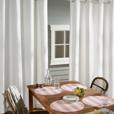 Red and White Cabana Stripe Round Vinyl Placemats, 15" Set of 4