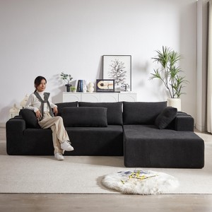 108"W Modern Chenille Upholstered Sectional Sofa Set, L-Shaped Free Combination Sofa Couch With 6 Pillows - ModernLuxe - 1 of 4