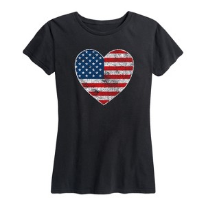 Women's - Instant Message - USA Flag Heart Short Sleeve Graphic T-Shirt - 1 of 4